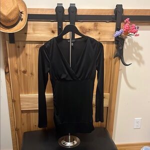 INC International Concepts Black Cowl Neck Long Sleeve Bodycon Top